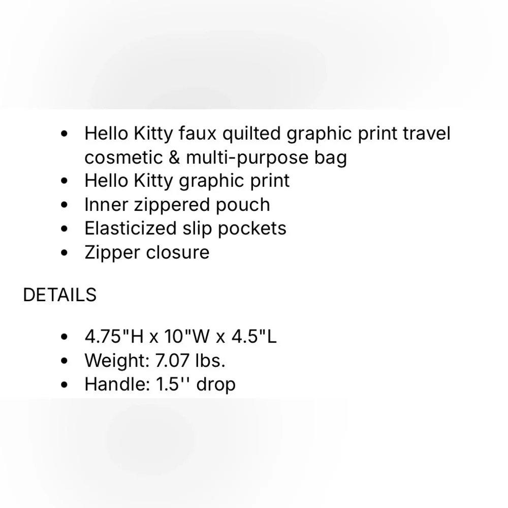 Hello Kitty Pink Travel Cosmetic Case- New
